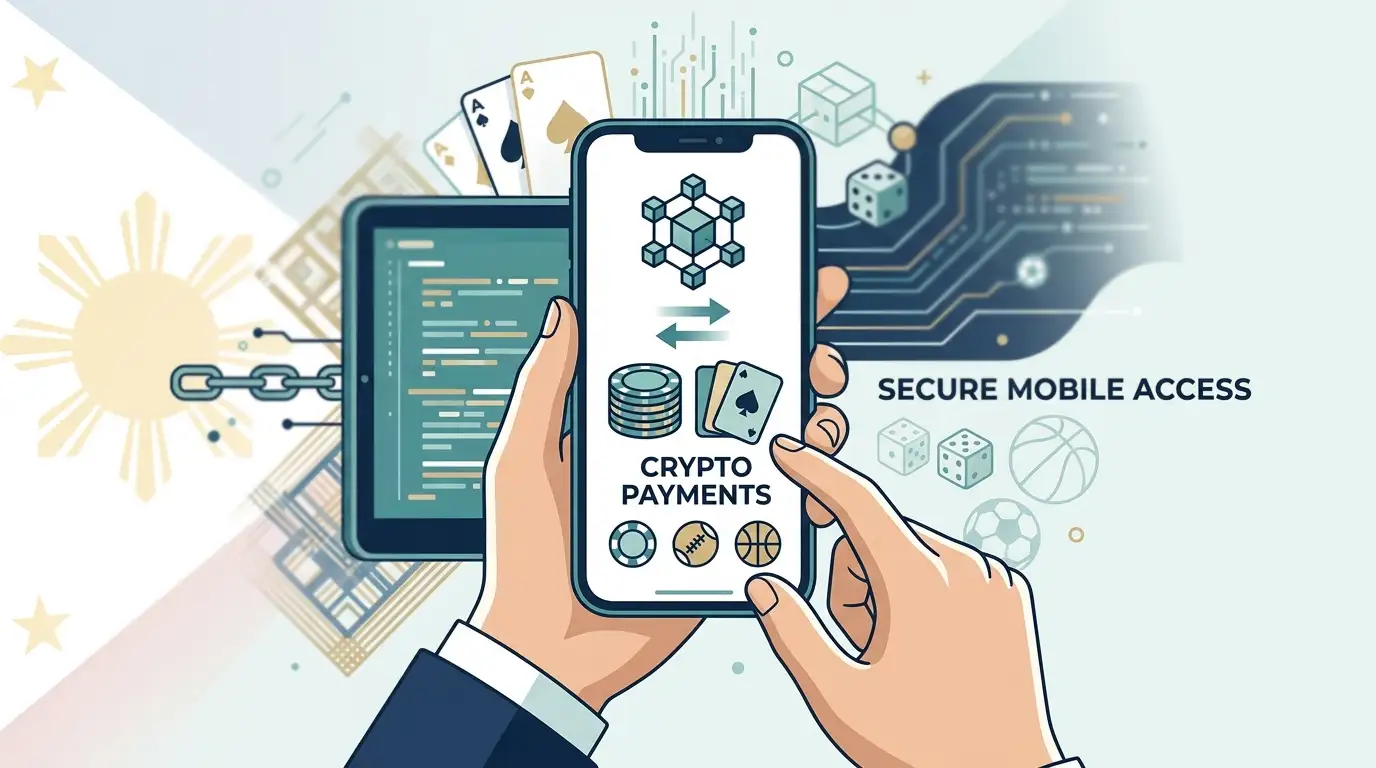 Crypto wallet, mobile browser and sportsbook access concept